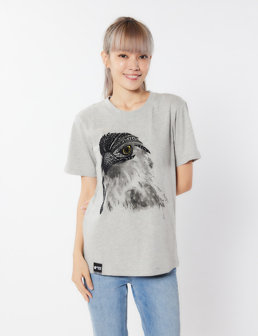 大冠鷲植絨TEE中性款(灰) 大冠鷲植絨TEE中性款(灰)