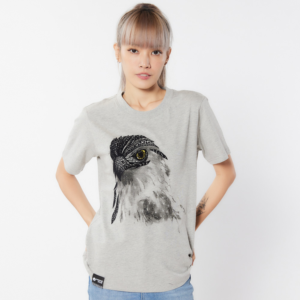 大冠鷲植絨TEE中性款(灰) 大冠鷲植絨TEE中性款(灰)