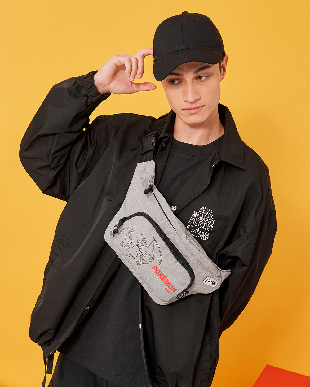 【OUTDOOR】寶可夢Pokemon-噴火龍腰包-灰色 ODGO22E04GY