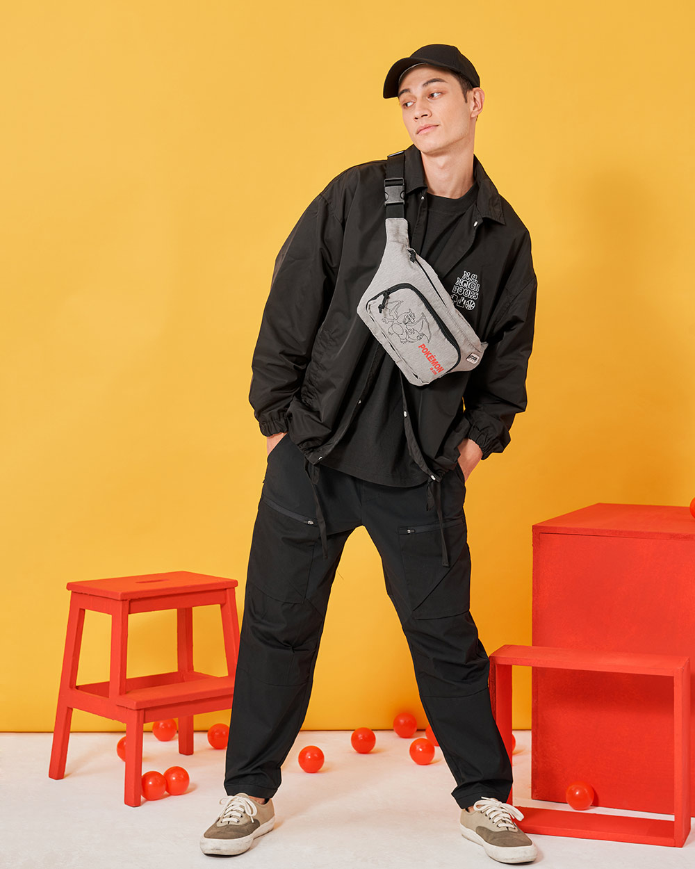 【OUTDOOR】寶可夢Pokemon-噴火龍腰包-灰色 ODGO22E04GY