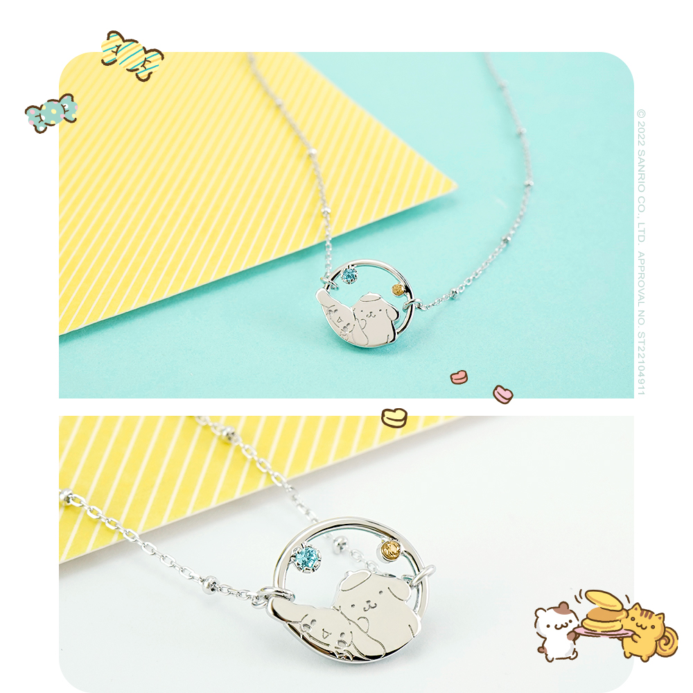 Pudding Dog Xila Friends Series - Pudding Dog Big Ear Dog Friends Sterling Silver Necklace - Necklaces - Sterling Silver Silver