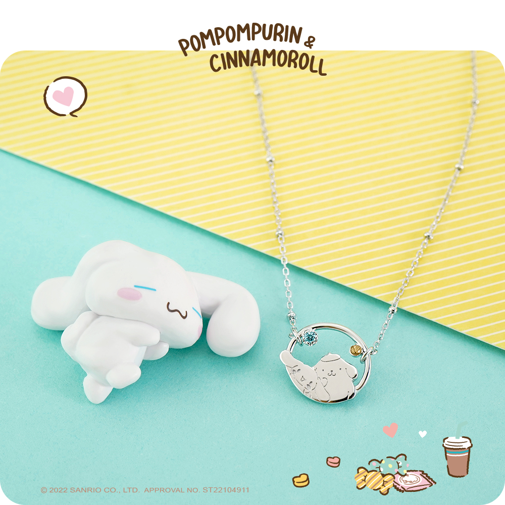 Pudding Dog Xila Friends Series - Pudding Dog Big Ear Dog Friends Sterling Silver Necklace - Necklaces - Sterling Silver Silver