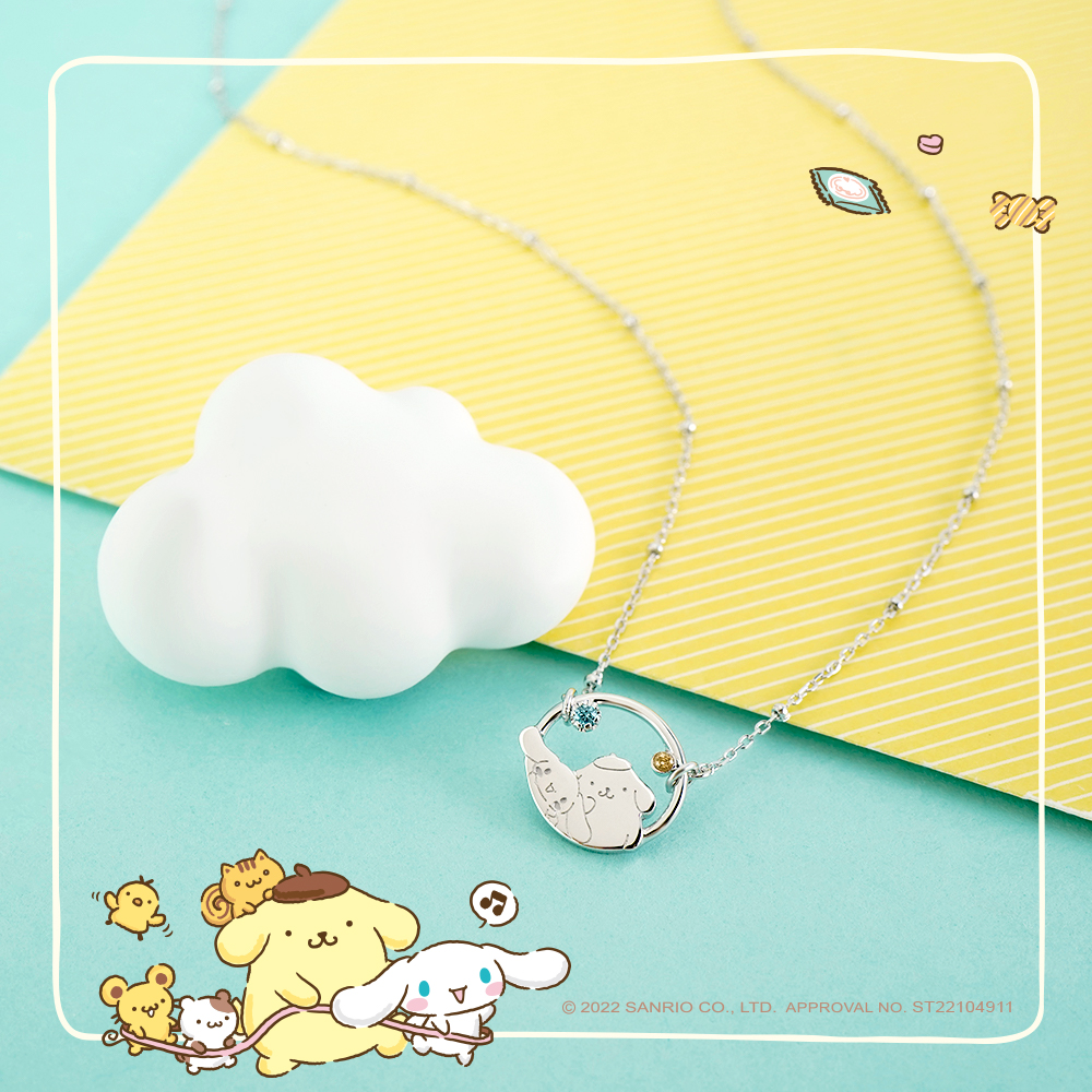 Pudding Dog Xila Friends Series - Pudding Dog Big Ear Dog Friends Sterling Silver Necklace - Necklaces - Sterling Silver Silver