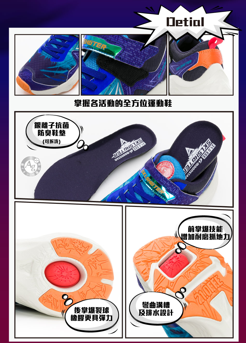 Moonstar日本月星 - 炫技者爆技能炫藍兒童機能運動鞋-藍色