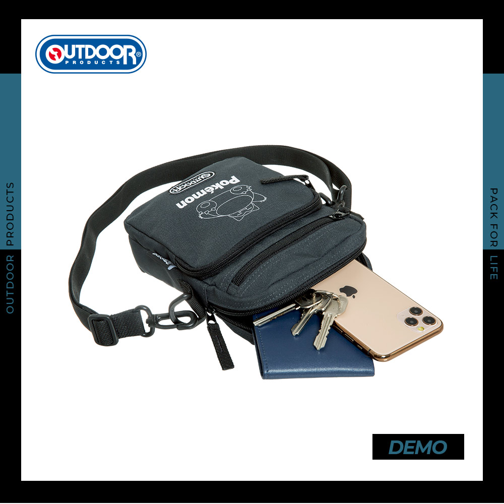 【OUTDOOR】寶可夢Pokemon夜光卡比獸直式側背包-碳灰色 ODGO22O03CL