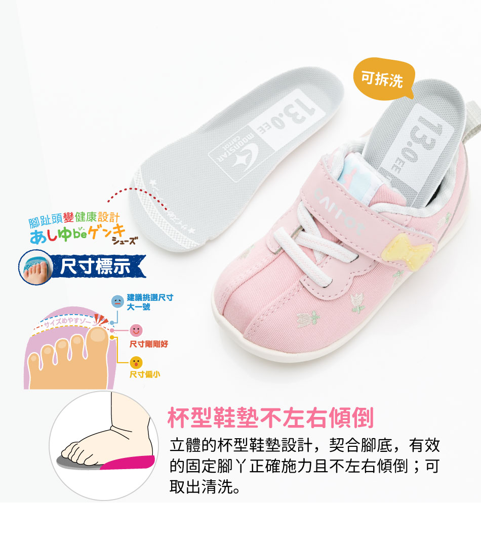 Moonstar日本月星 - 日本Carrot鬱金香粉色兒童機能學步鞋