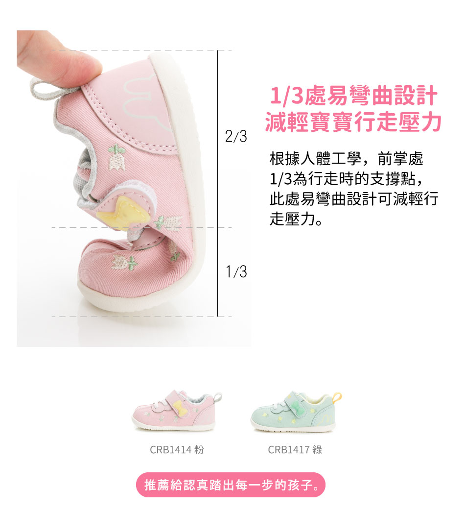 Moonstar日本月星 - 日本Carrot鬱金香粉色兒童機能學步鞋