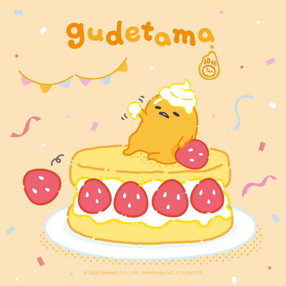 ぐでたま10周年記念シリーズ 卵黄兄弟 非対称スターリングシルバーピアス 誕生日には遅すぎる - ピアス・イヤリング - 金属 ゴールド