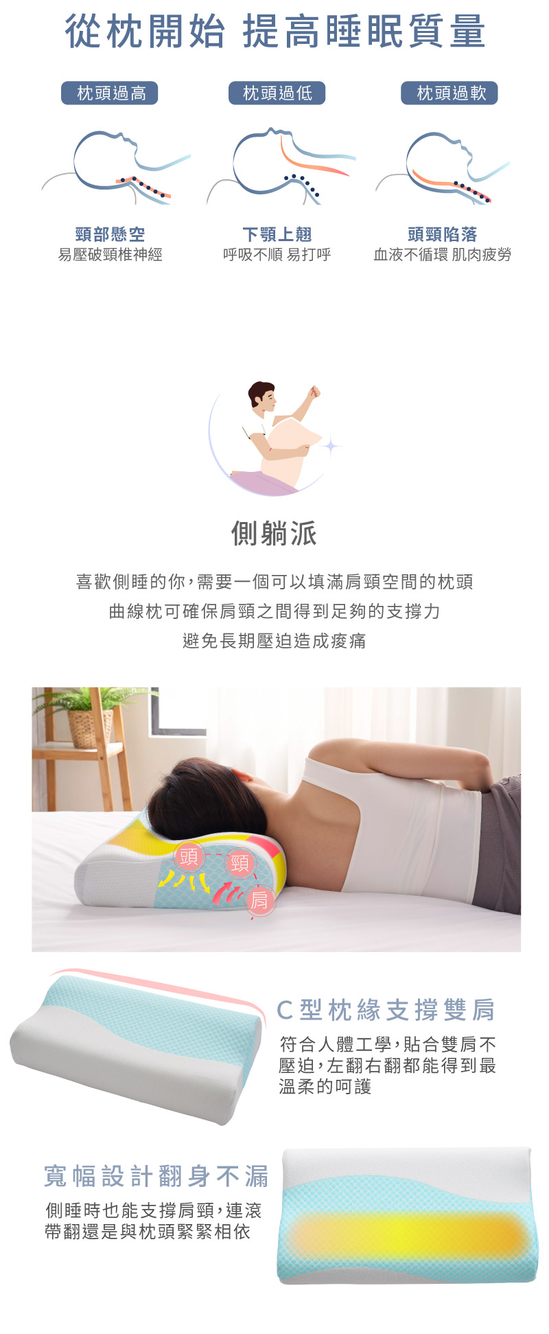 ELVIS 愛菲斯 - 人體工學冰涼曲線枕