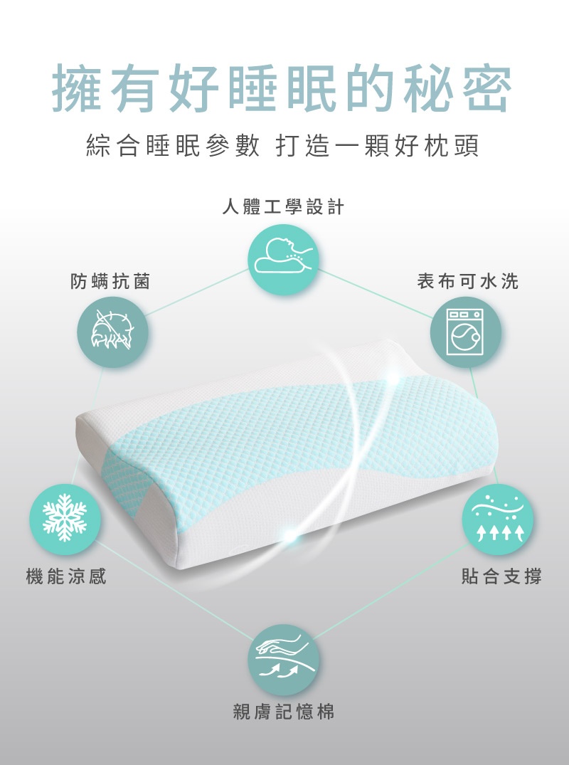 ELVIS 愛菲斯 - 人體工學冰涼曲線枕