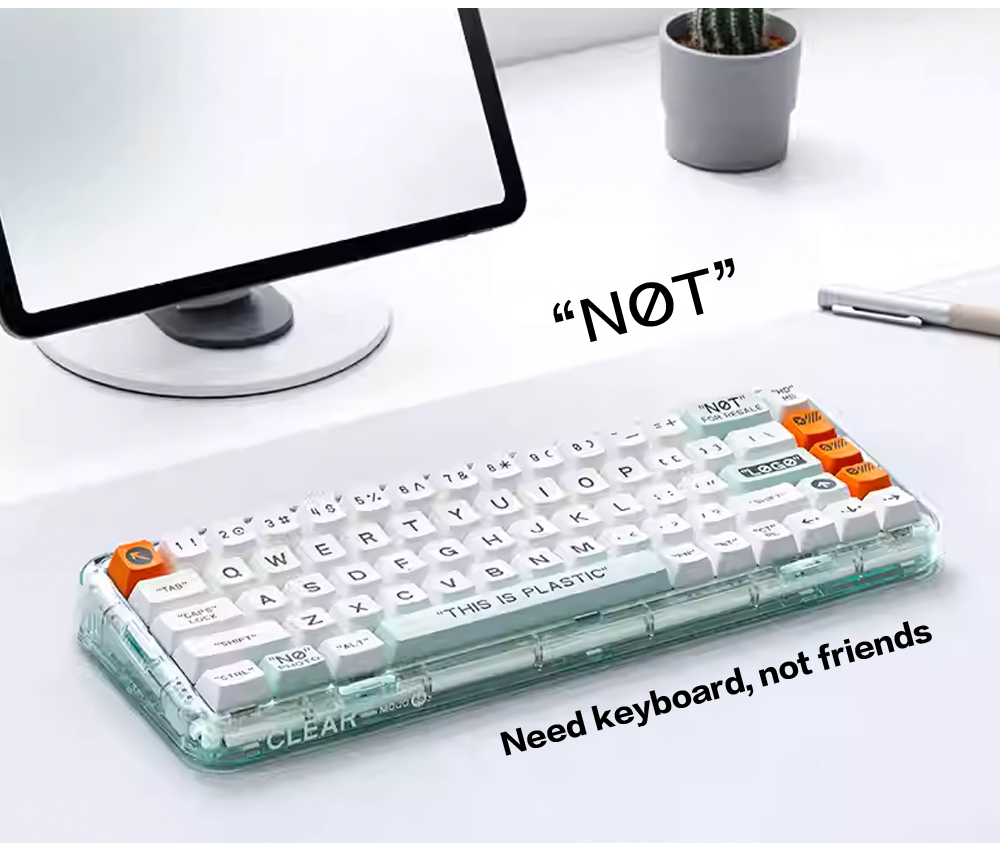 A  BNO ETRYPFGKCTHIS IS PLASTICCLEAR  Need keyboard, not friends