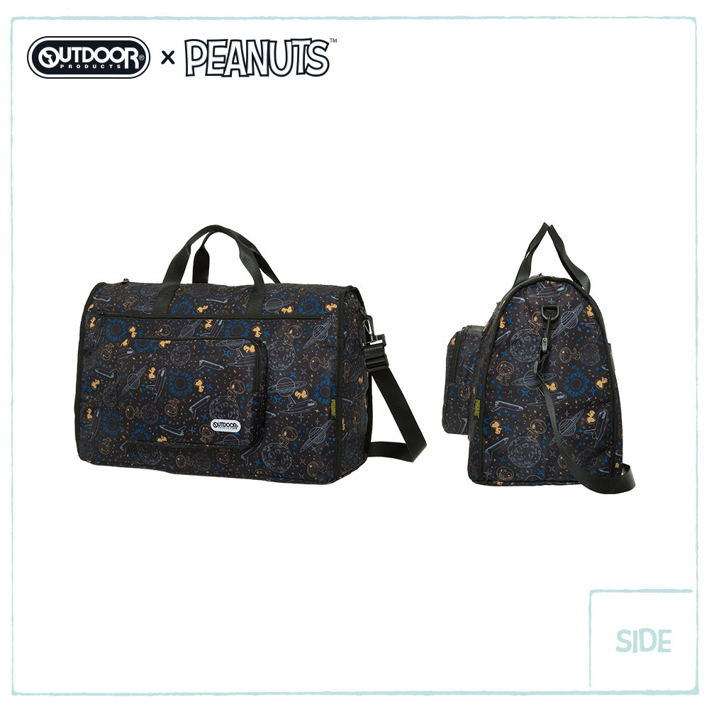 【OUTDOOR】SNOOPY聯名款太空人系列折疊旅行袋-黑色 ODP21E21BK