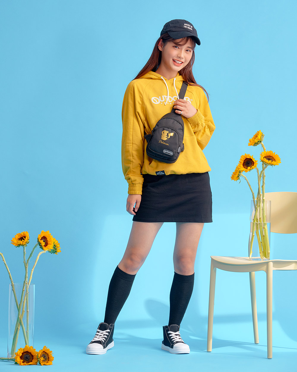 【OUTDOOR】寶可夢Pokemon-金典皮卡丘單肩包-黑色 ODGO22S02BK