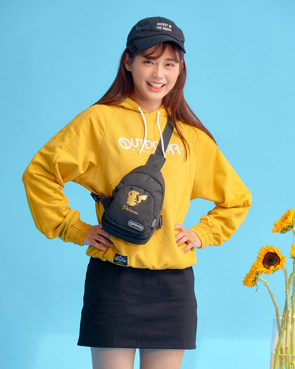 【OUTDOOR】寶可夢Pokemon-金典皮卡丘單肩包-黑色 ODGO22S02BK