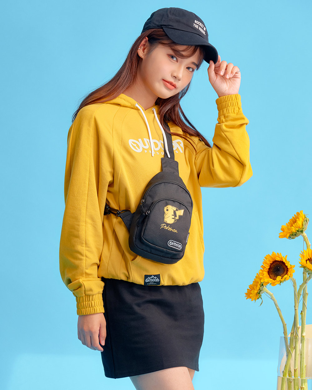 【OUTDOOR】寶可夢Pokemon-金典皮卡丘單肩包-黑色 ODGO22S02BK