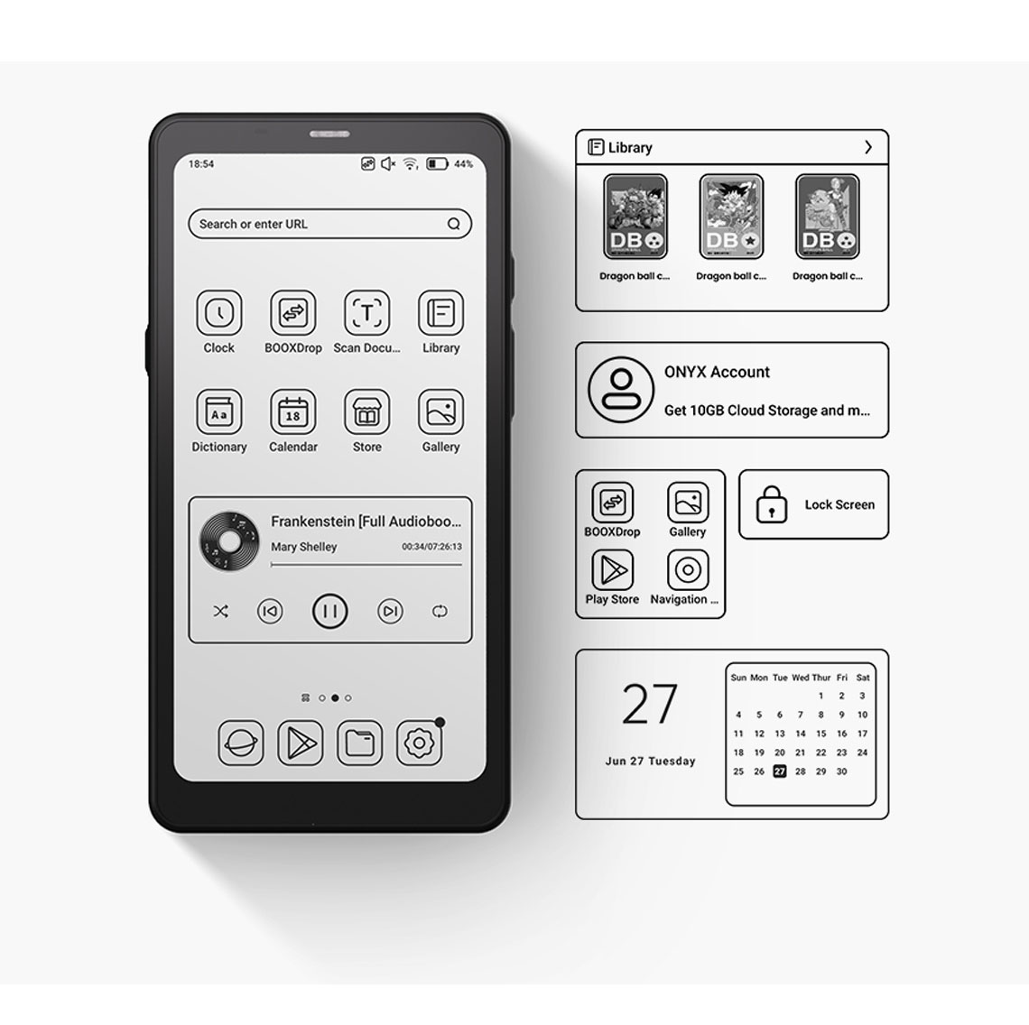 54Searh or enter URLClok44%Library Scan  Library818Dictionary CalendarStoreGalleryFrankenstein Full AudiobooMary Shelley Dragon ball cDBDragon ball cDragon ball cONYX AccountGet 1GB Cloud Storage and mBOOXDropGallery0034/07:26:130Play Store NavigationLock Screen27Jun 27 TuesdaySun Mon Tue Wed Thur Fri Sat1 2 34 5 6 7 8 9 10 12 13 14 15 16 1718 19 20 21 22 23 2425 26 27 28 29 30
