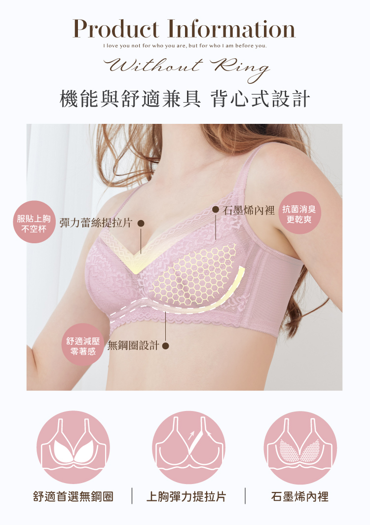 Clany Graphene Wireless Antibacterial Lace Covered BCD Underwear Soft Mist  Powder 8052-32 - Shop missclany Women's Underwear - Pinkoi