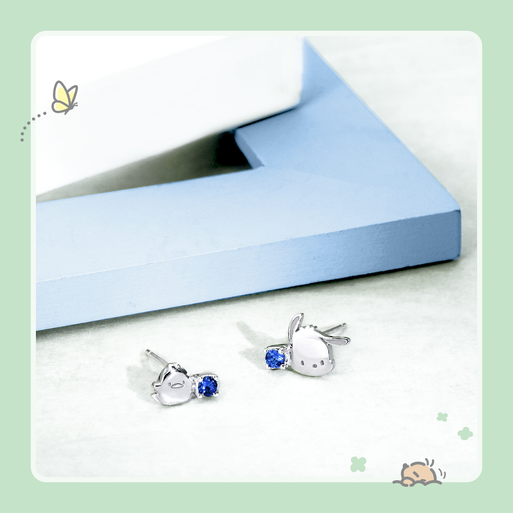 Pochacco classic series-Pachacco dog crystal diamond sterling silver  necklace - Shop STORY ACCESSORY Necklaces - Pinkoi