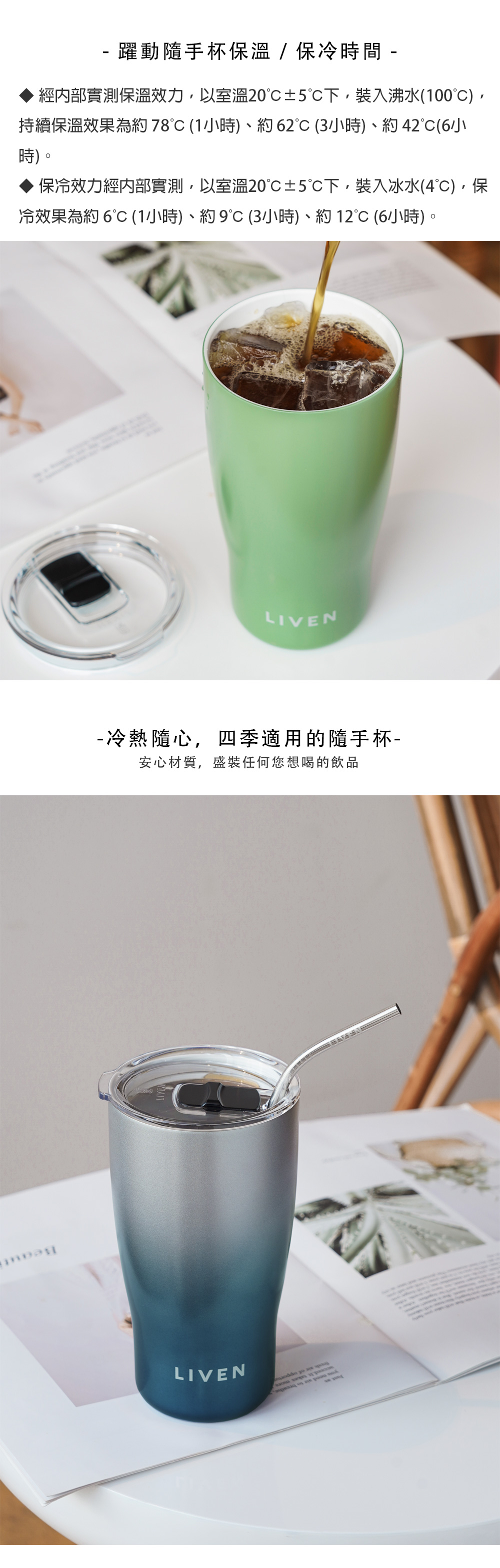 乾唐軒活瓷 | 躍動隨手杯 / 含蓋 / 5色 570ml (無附不鏽鋼吸管) - 保溫瓶/保溫杯 - 瓷 多色