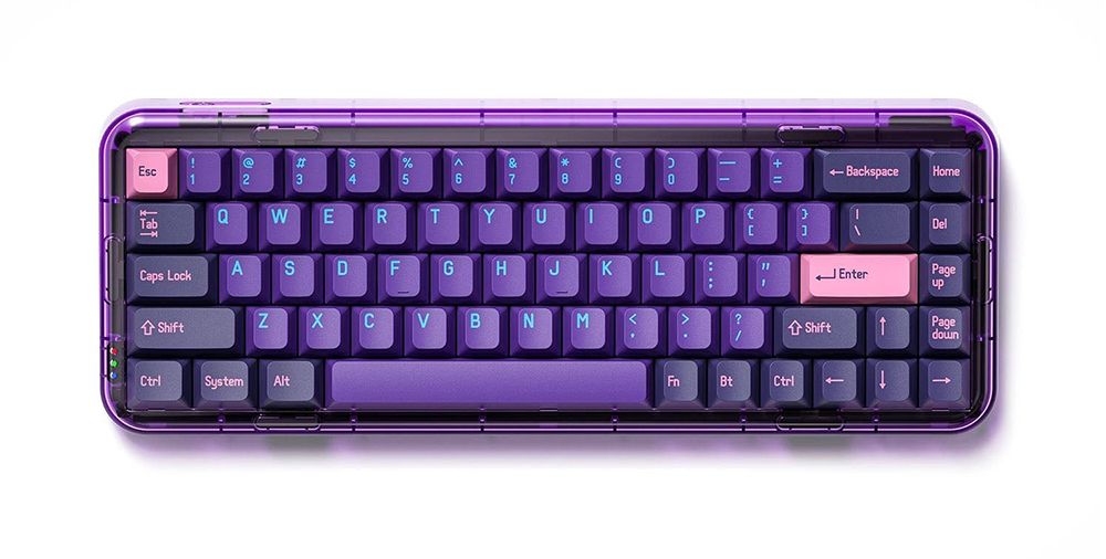 MelGeek Mojo68 霓虹透明機械鍵盤[68鍵/Gateron 茶軸/三模/英文