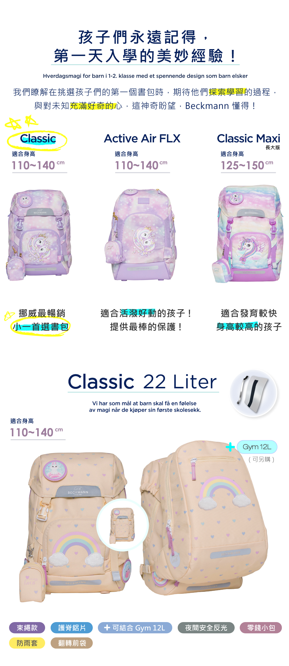 クラシック子供用背袋バッグ 22L (12 スタイル) - リュック・バックパック - その他の素材 多色