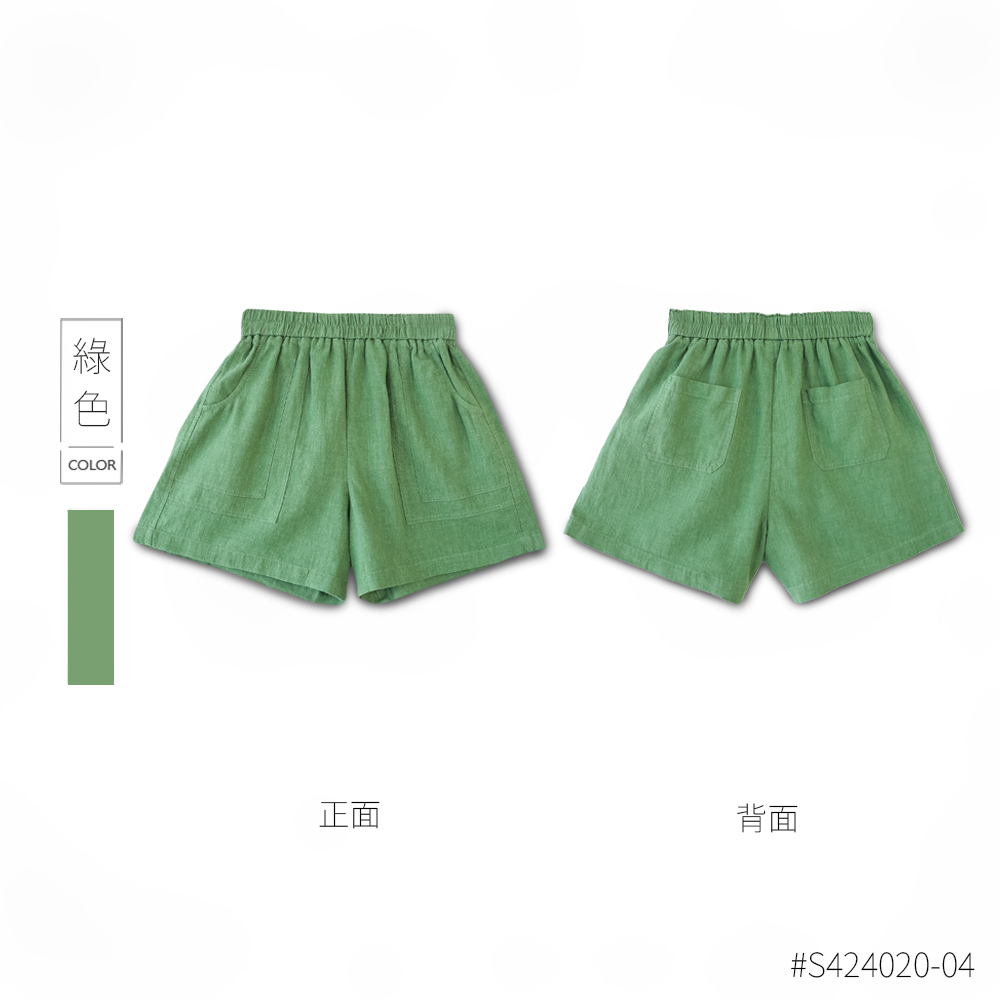 【シンプリーユアーズ】テンセルラミーショーツグリーンF - ショートパンツ レディース - コットン・麻 グリーン