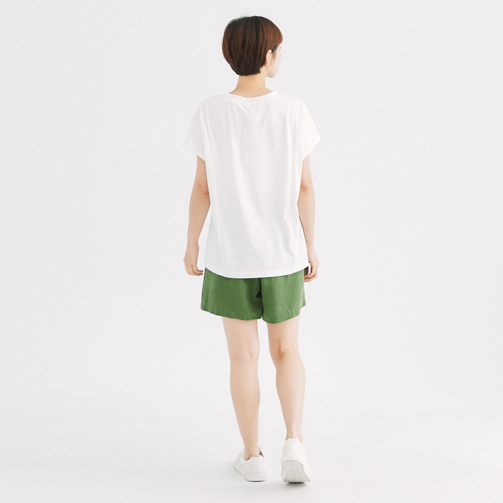 【シンプリーユアーズ】テンセルラミーショーツグリーンF - ショートパンツ レディース - コットン・麻 グリーン
