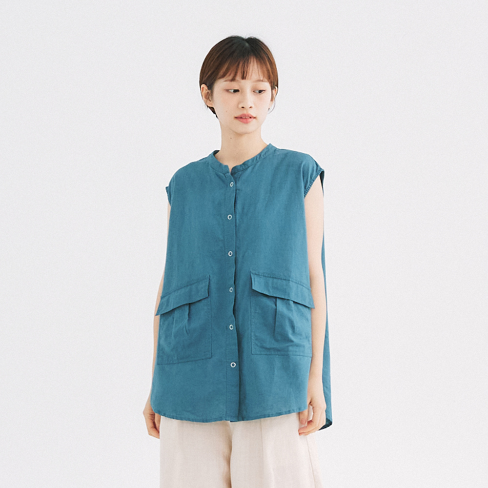 Simply Yours】リネンレイヤードベストグリーンF - ショップ Simply