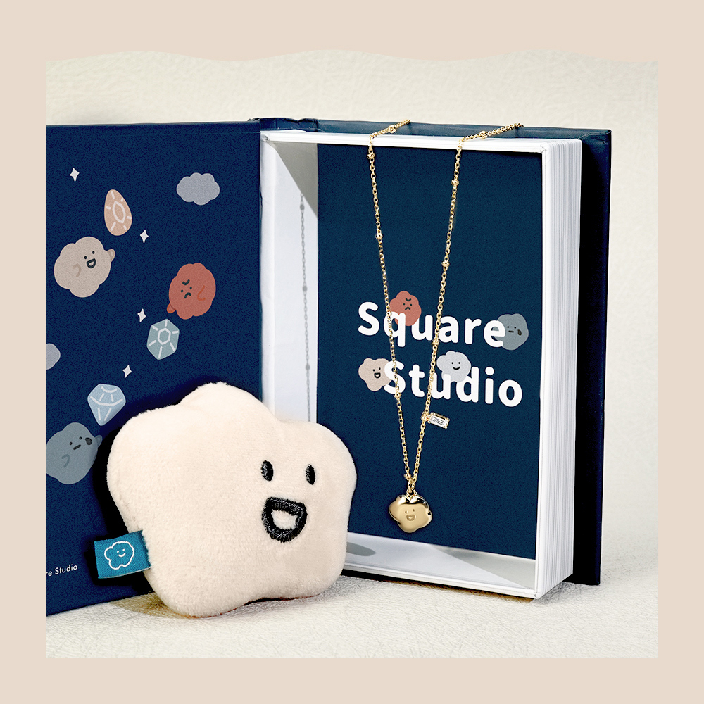 Square Studio Classic Series-Lele Crystal Diamond Sterling Silver Necklace - Necklaces - Sterling Silver Gold