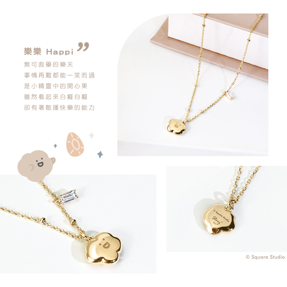Square Studio Classic Series-Lele Crystal Diamond Sterling Silver Necklace - Necklaces - Sterling Silver Gold