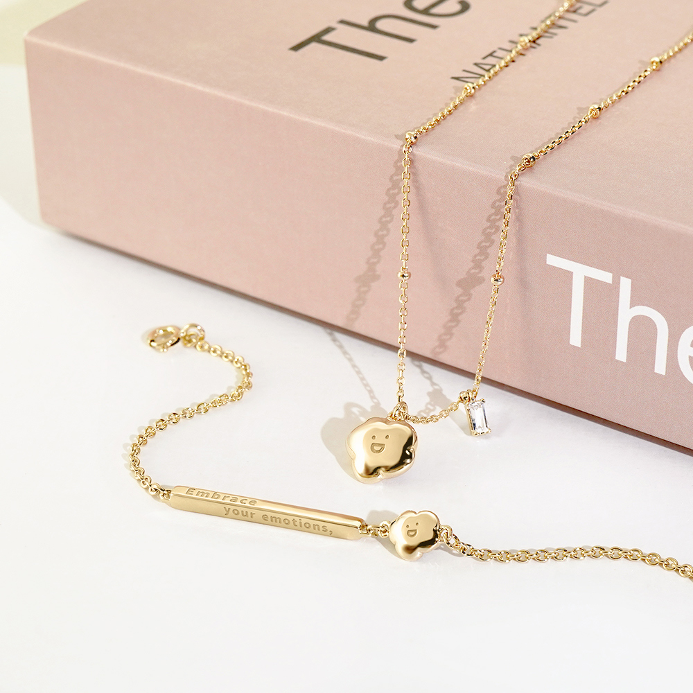 Square Studio Classic Series-Lele Crystal Diamond Sterling Silver Necklace - Necklaces - Sterling Silver Gold