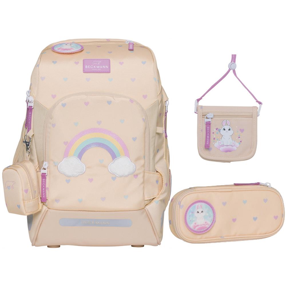 AIR FLX 擴充護脊書包20~25L+文具袋+卡夾小包 - 奶油彩虹