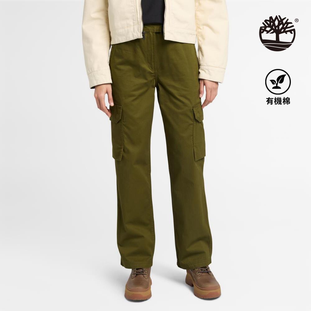 Timberland 女款橄欖綠色工裝休閒長褲|A5YYK302