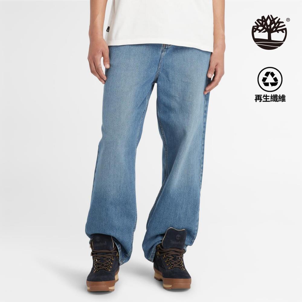 Timberland 男款靛藍色天絲™牛仔寬褲|A5TNFA11