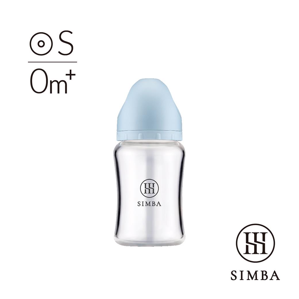 【藍色專區】小獅王辛巴 蘊蜜質金玻璃寬口防脹氣奶瓶180ml-新生專用