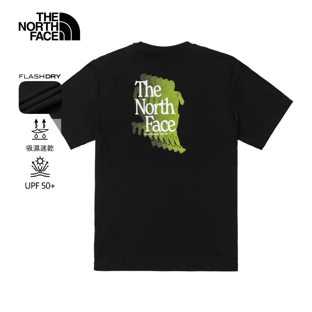 The North Face北面男款黑色吸濕排汗防曬奔跑印花短袖T恤｜89ZZJK3
