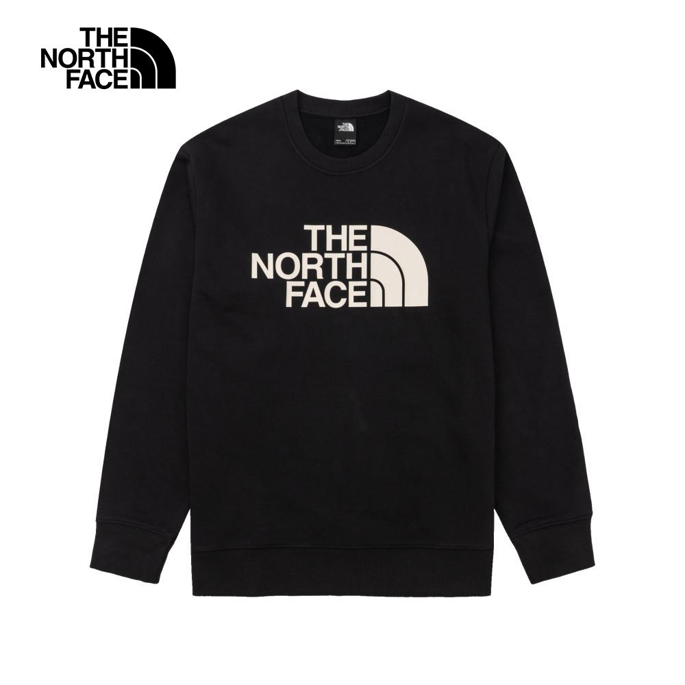 The North Face北面男款黑色品牌LOGO印花長袖大學T｜8AT7JK3