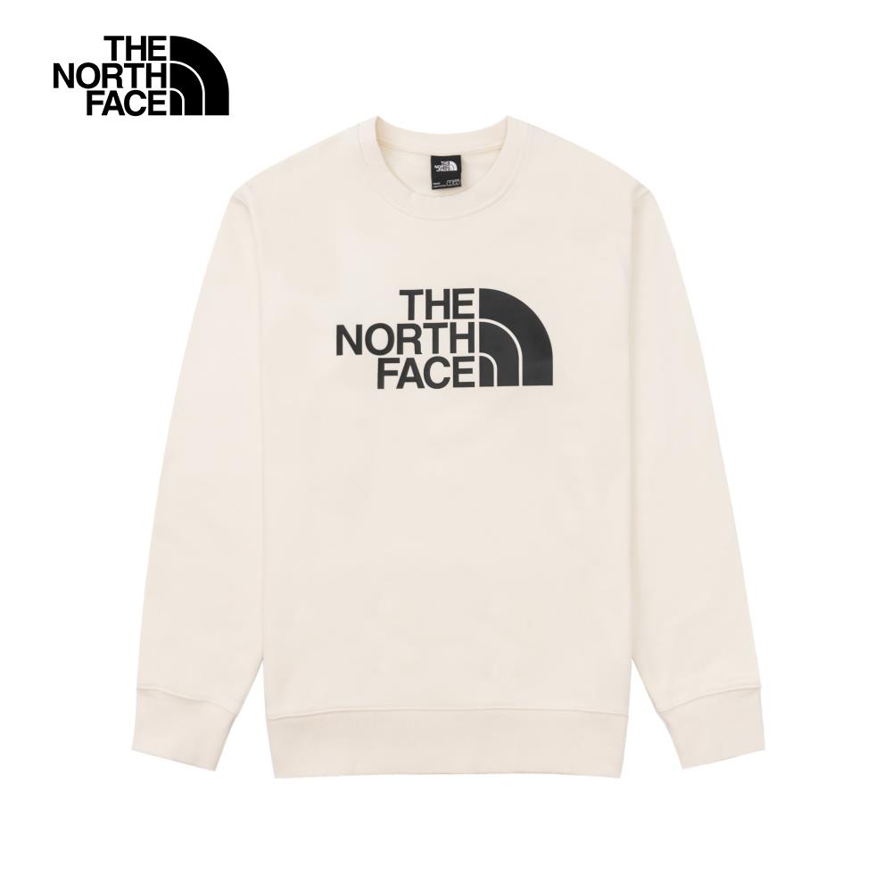 The North Face北面男款米白色品牌LOGO印花長袖大學T｜8AT7QLI
