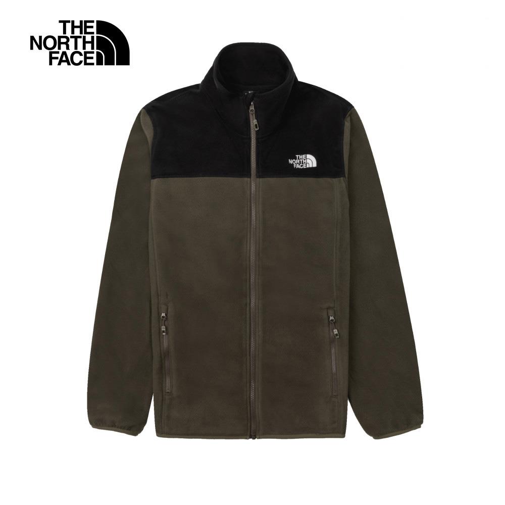 The North Face北面男款綠黑拼接立領抓絨外套｜8AYKBQW