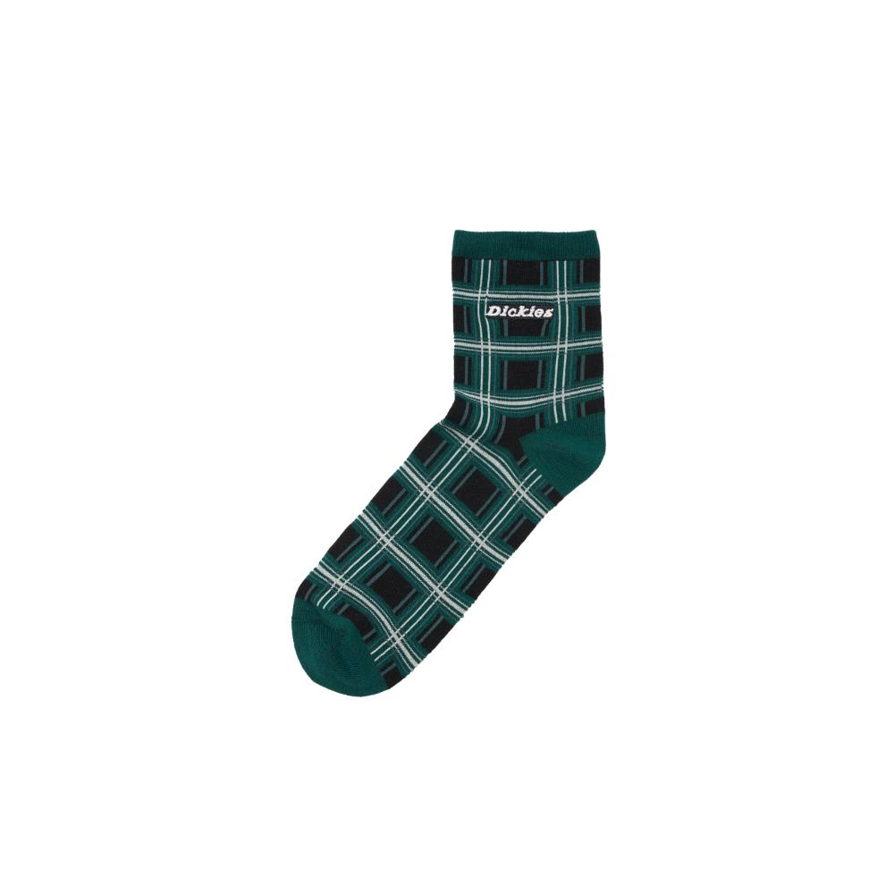 Dickies男女款黑色格紋品牌刺繡Logo中筒襪|DK0A4Z3WBLK
