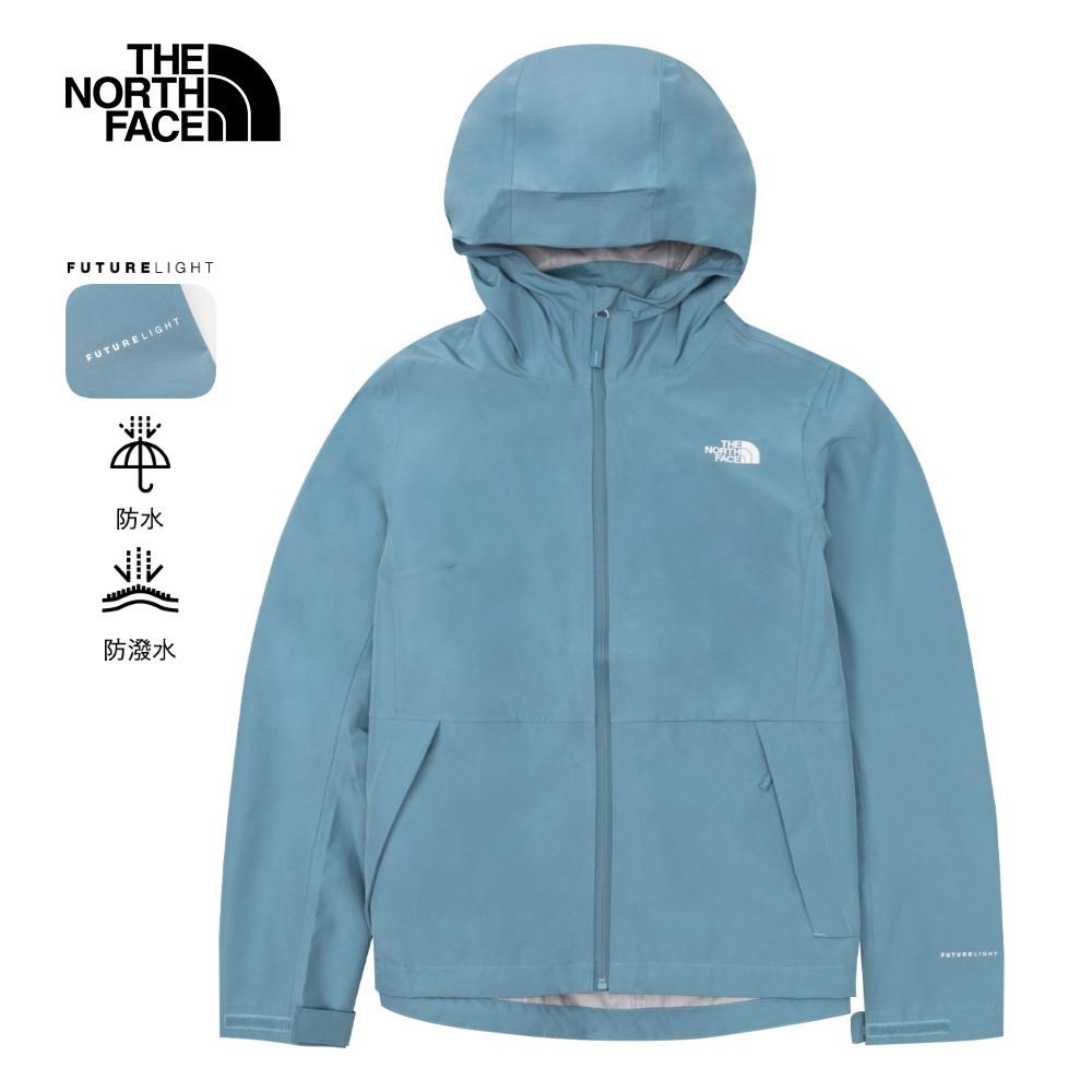 The North Face北面女款藍色防水透氣防潑水可打包連帽衝鋒衣｜8AP21OM