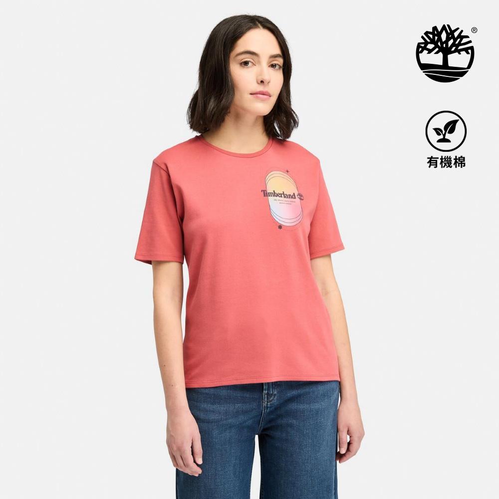 Timberland 女款玫瑰紅胸前印花短袖T恤|A64MBEFT