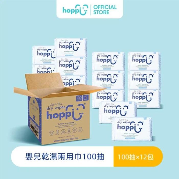 【Hoppi】雲柔乾濕兩用巾100抽(12包)