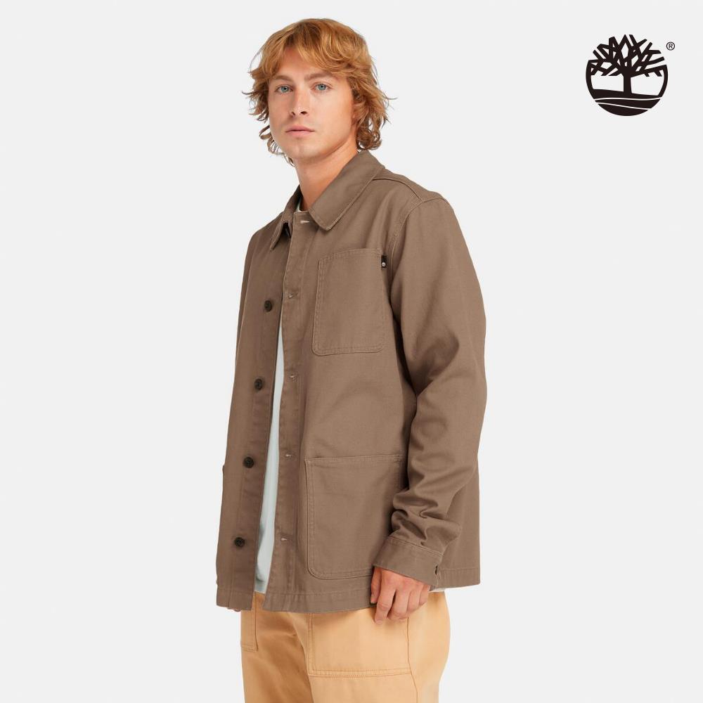 【網路限定】Timberland 男款咖啡色帆布工裝外套|A2PB1BK0