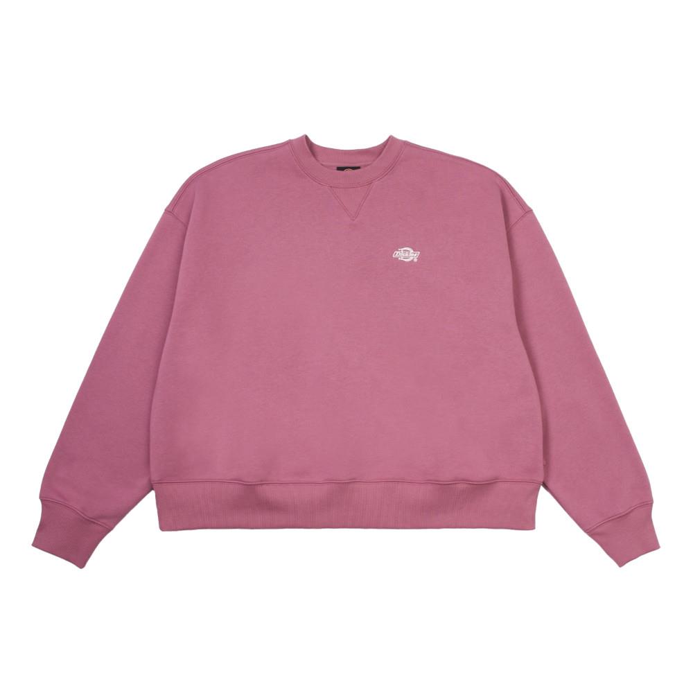 Dickies女款暖粉色抓絨胸前簡約刺繡Logo長袖休閒大學T|DK012347J54