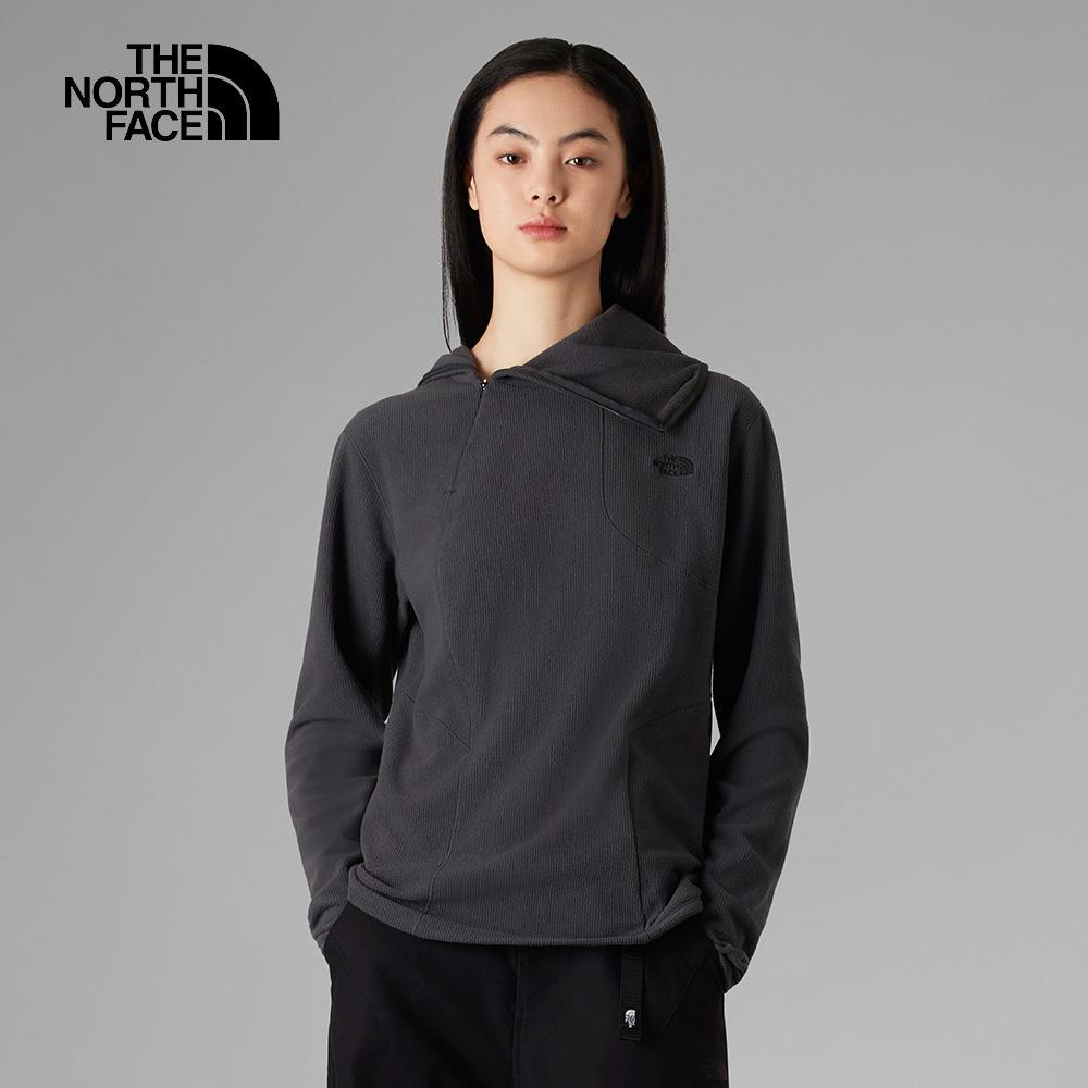 The North Face北面UE女款灰色舒適保暖抓絨連帽長袖上衣｜8A8U0C5