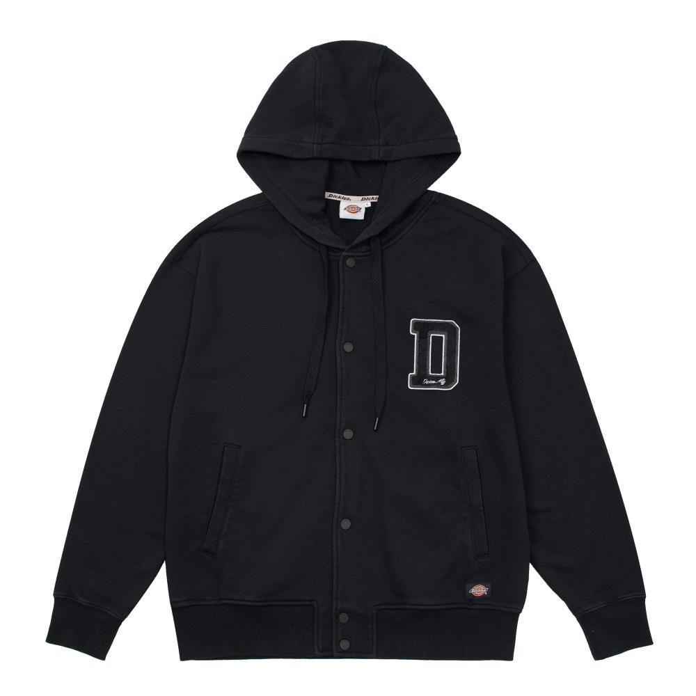 Dickies男款黑色水洗設計胸前刺繡Logo休閒連帽外套|DK0A87F5BLK