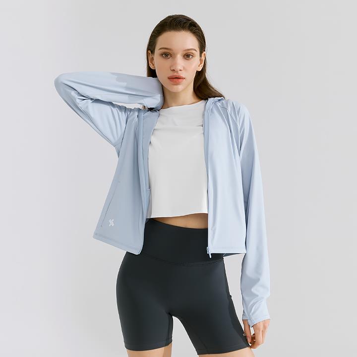 夏日微風UV防護連帽拉鍊外套｜羊絨藍 Cashmere Blue 캐시미어블루｜XWFHJ01J2
