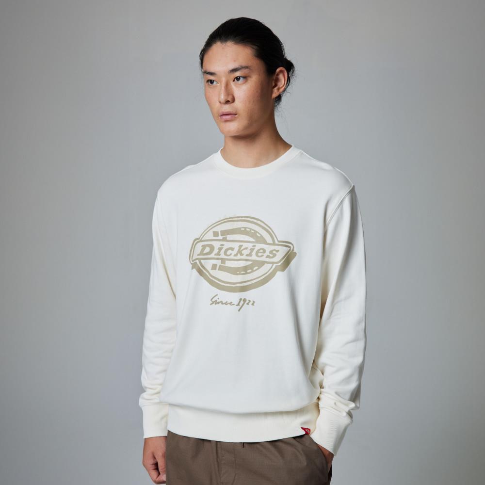 Dickies男款米白色胸前大尺寸品牌Logo圖案印花大學T|DK0A87E8C48