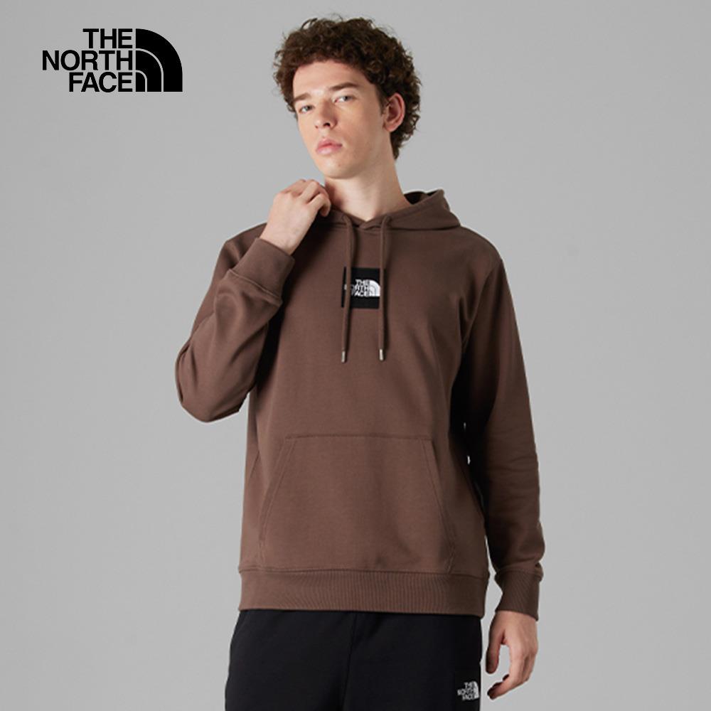 The North Face北面UE男款棕色純棉經典品牌LOGO連帽長袖帽T｜876M1OI